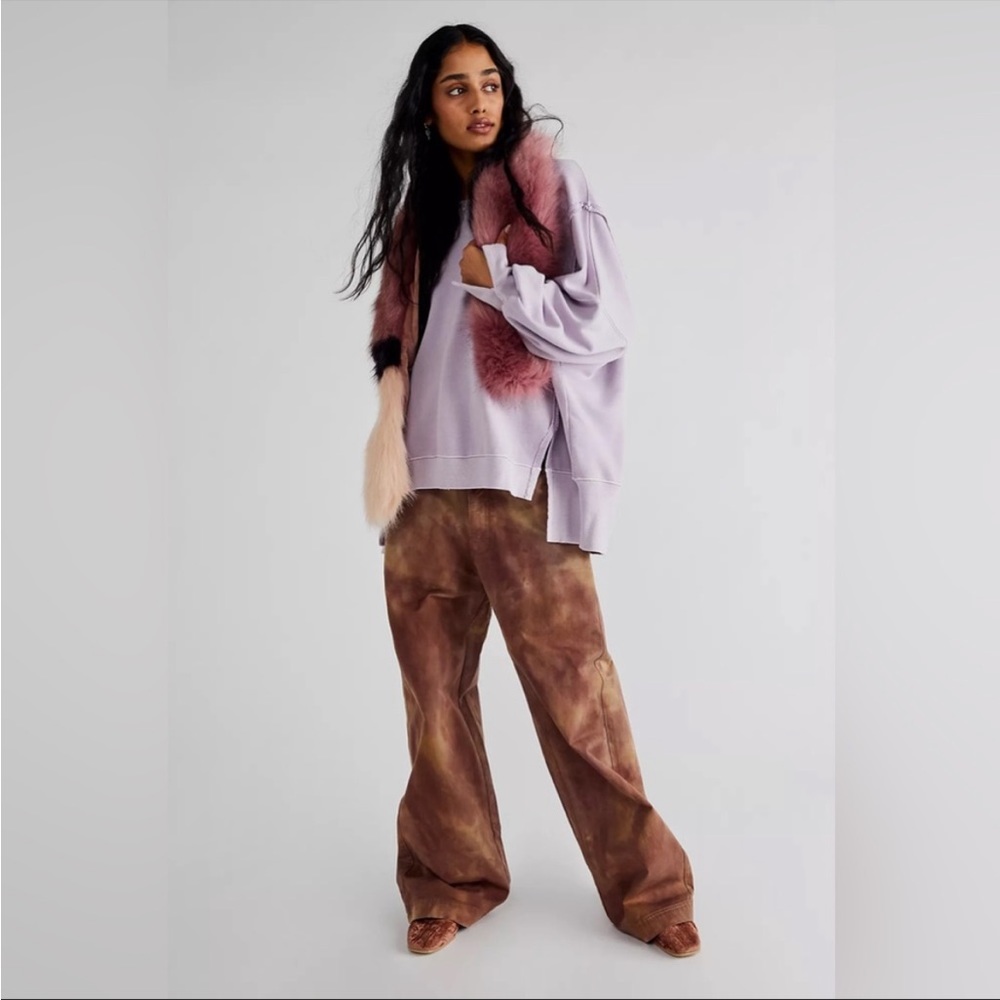 💜NWT Free People Camden Sweatshirt Pullover 💜in Palest Lilac XS MSRP $78